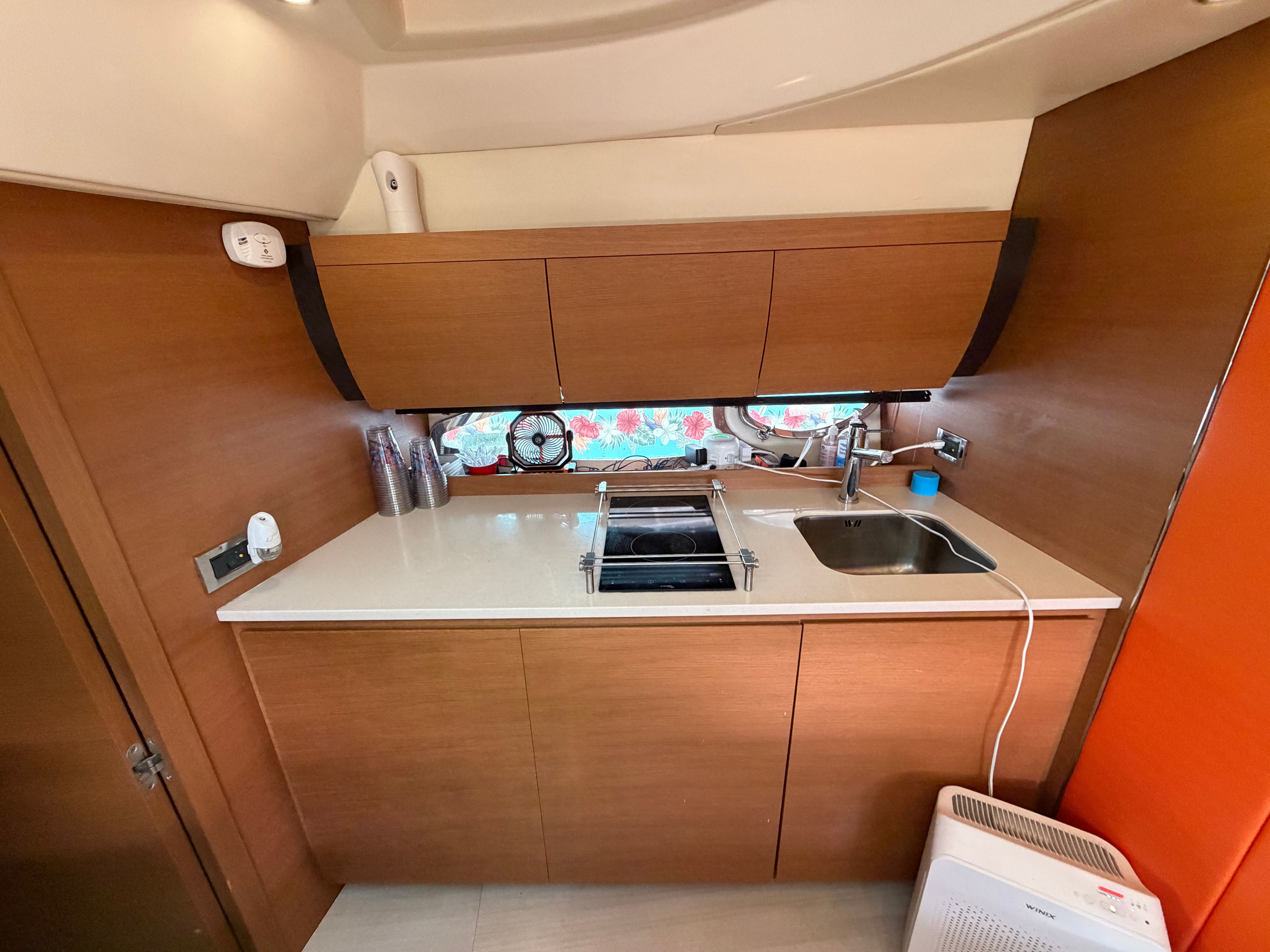 The 2011 Azimut Atlantis 40 kitchen is modern and well-equipped.