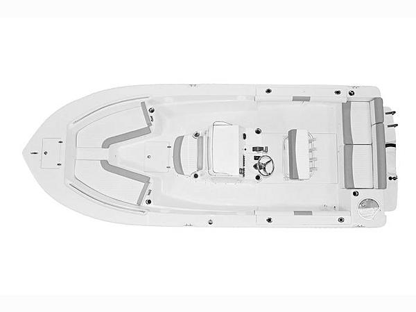 2023 Sea Born LX22 Center Console boat, top view, showcasing spacious deck layout.