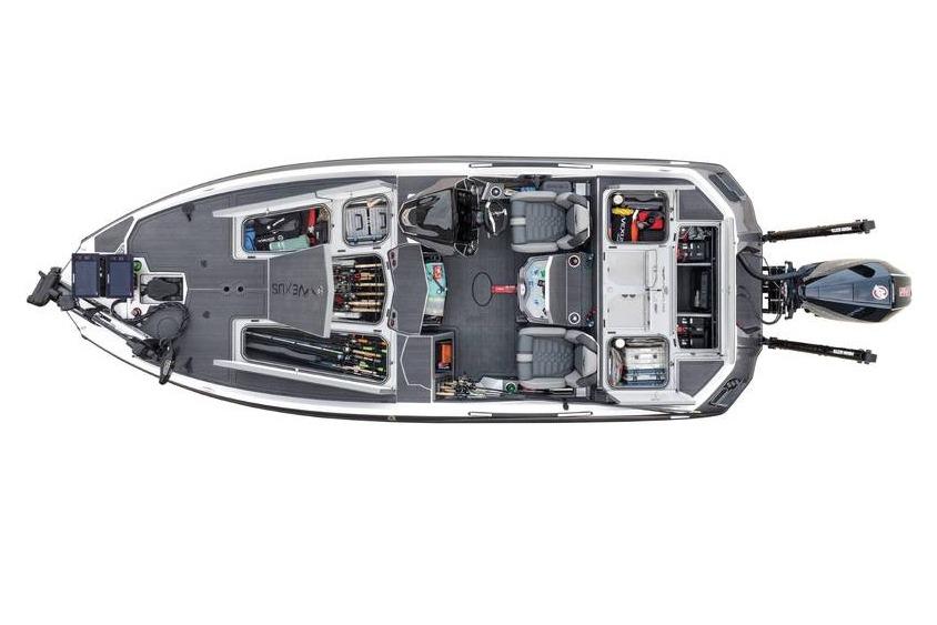 Manufacturer Provided Image: Top view of 2026 Vexus VXs21 fishing boat with organized storage and seating.