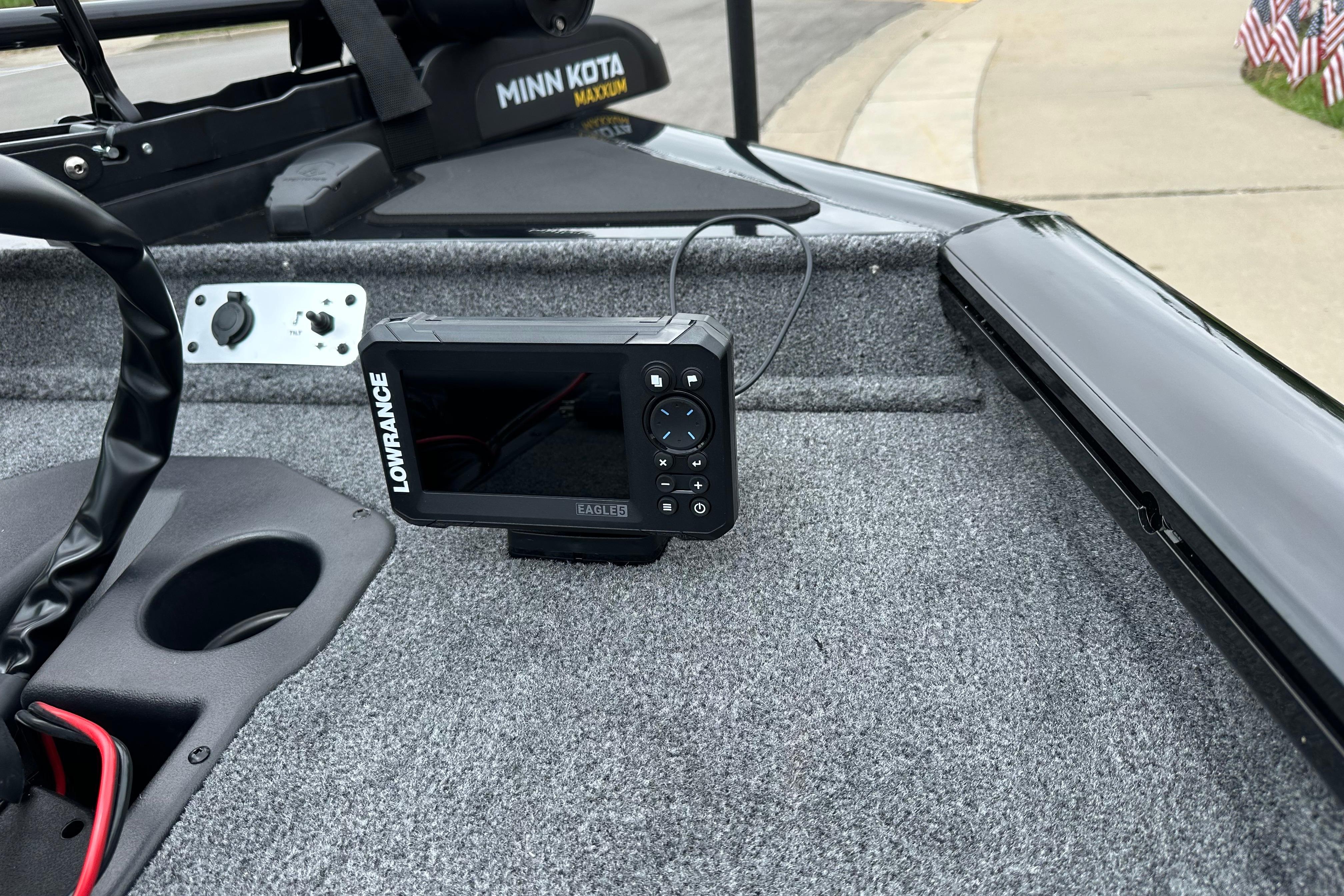 2026 Tracker Pro Team 190 boat with Lowrance fish finder and Minn Kota trolling motor.