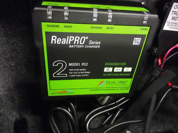RealPRO Series battery charger, Model RS2, designed for 12V batteries, in Ranger VS1665 SC 2025.