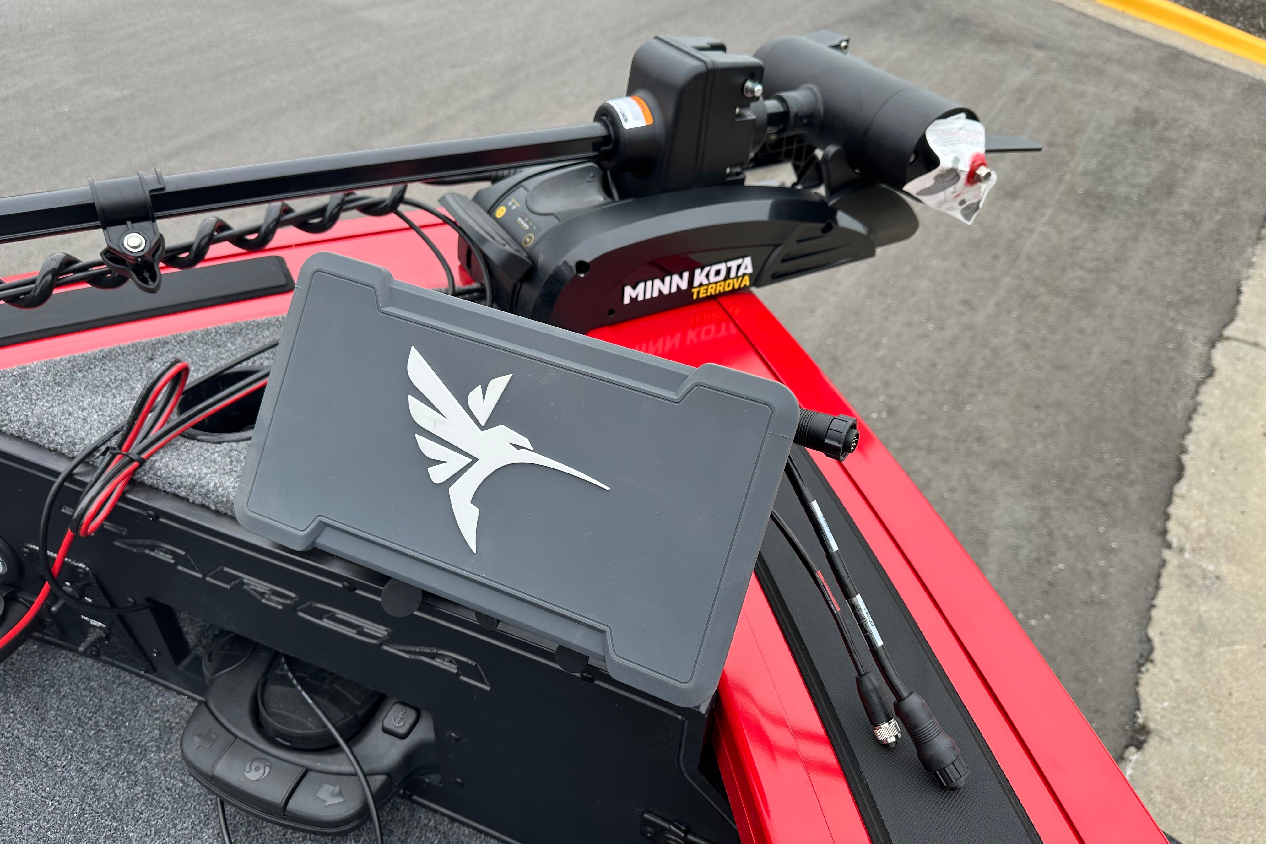 2026 Tracker Targa V-19 Combo boat with Minn Kota Terrova motor and control panel.