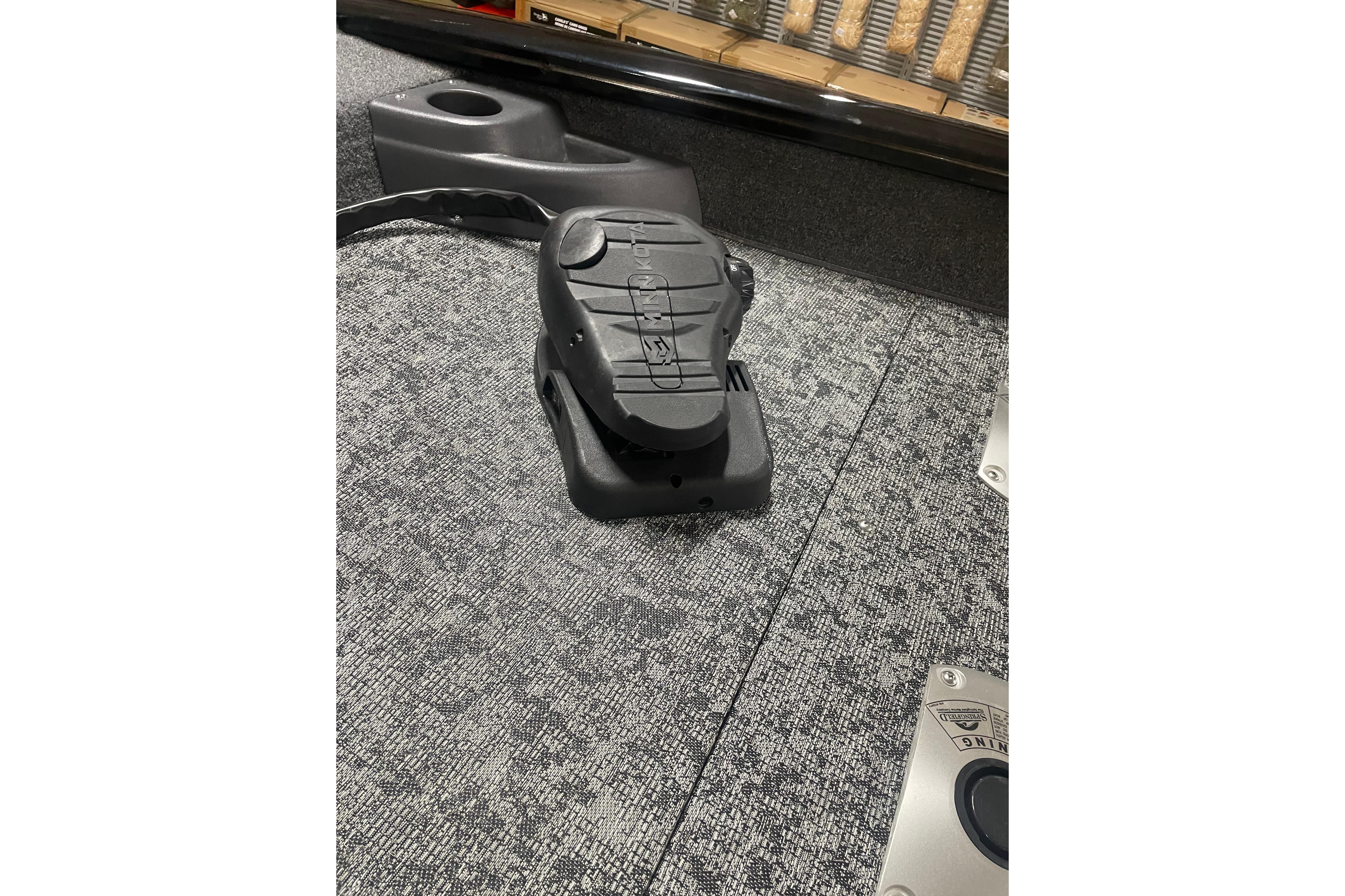 Foot pedal on 2026 Tracker Pro Team 175 Crappie Edition boat deck.