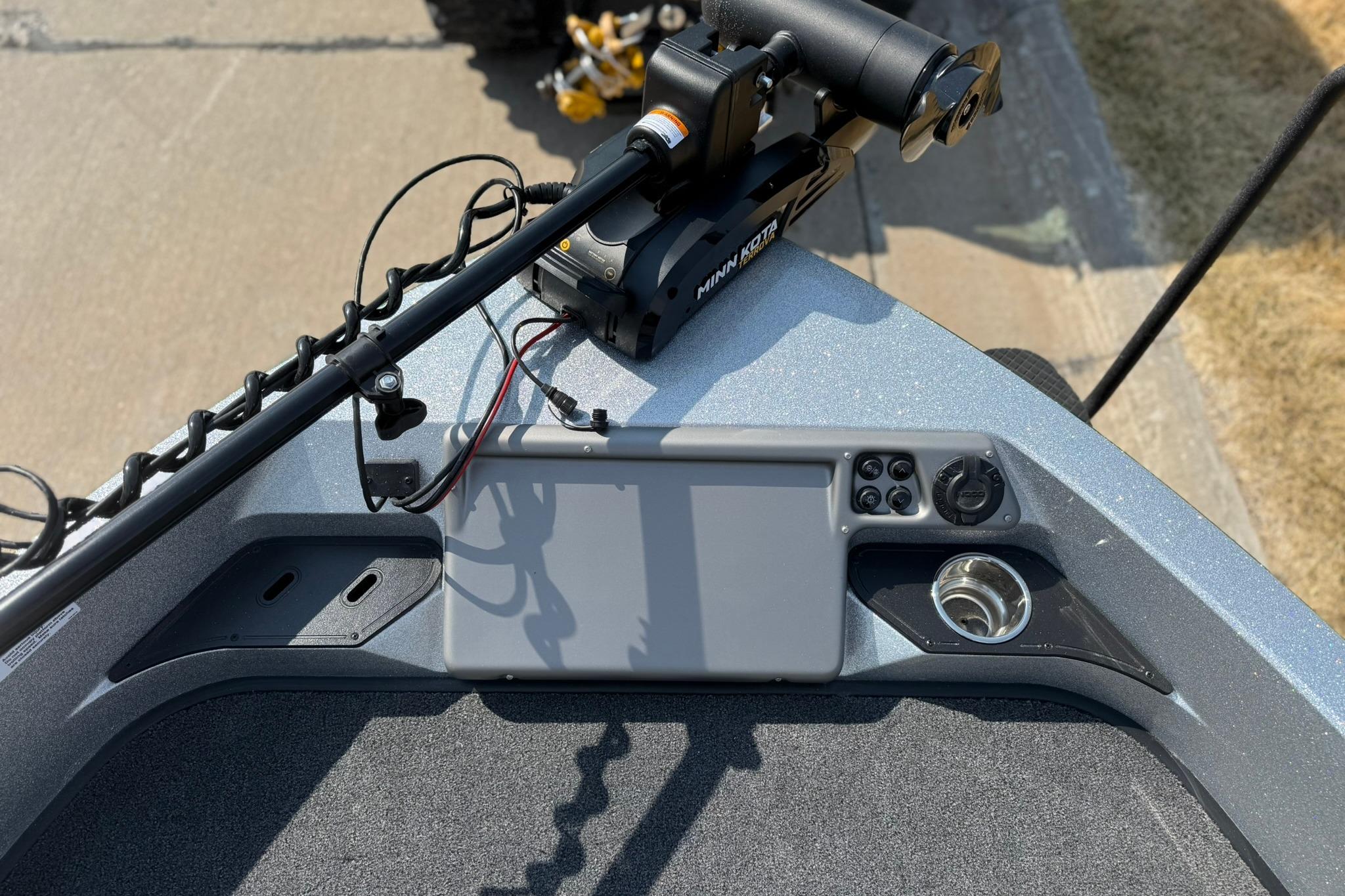 2026 Ranger 1880MS boat dashboard with Minn Kota trolling motor and control panel.