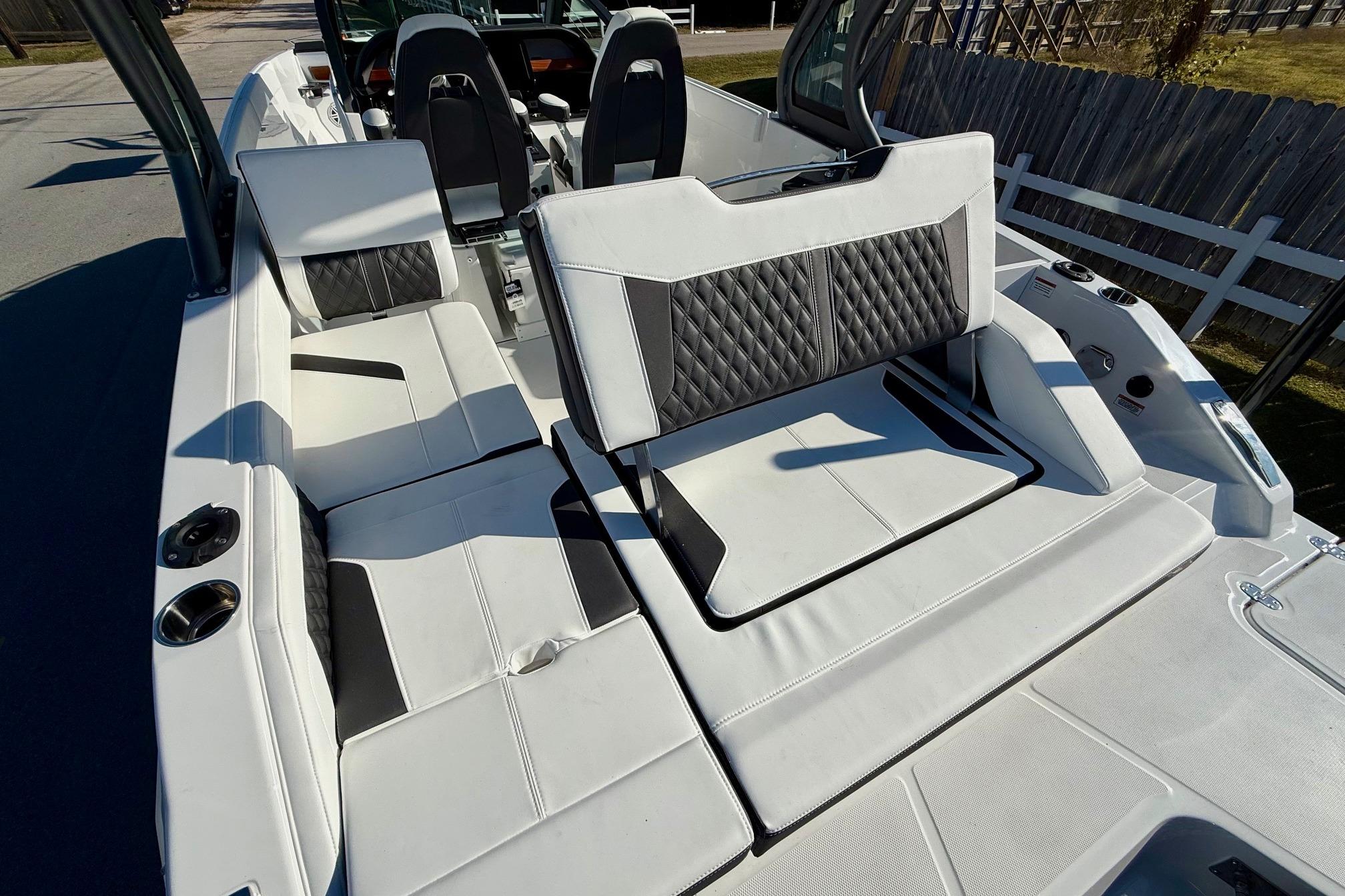Interior of 2026 Monterey Elite 27 OB with luxurious seating.