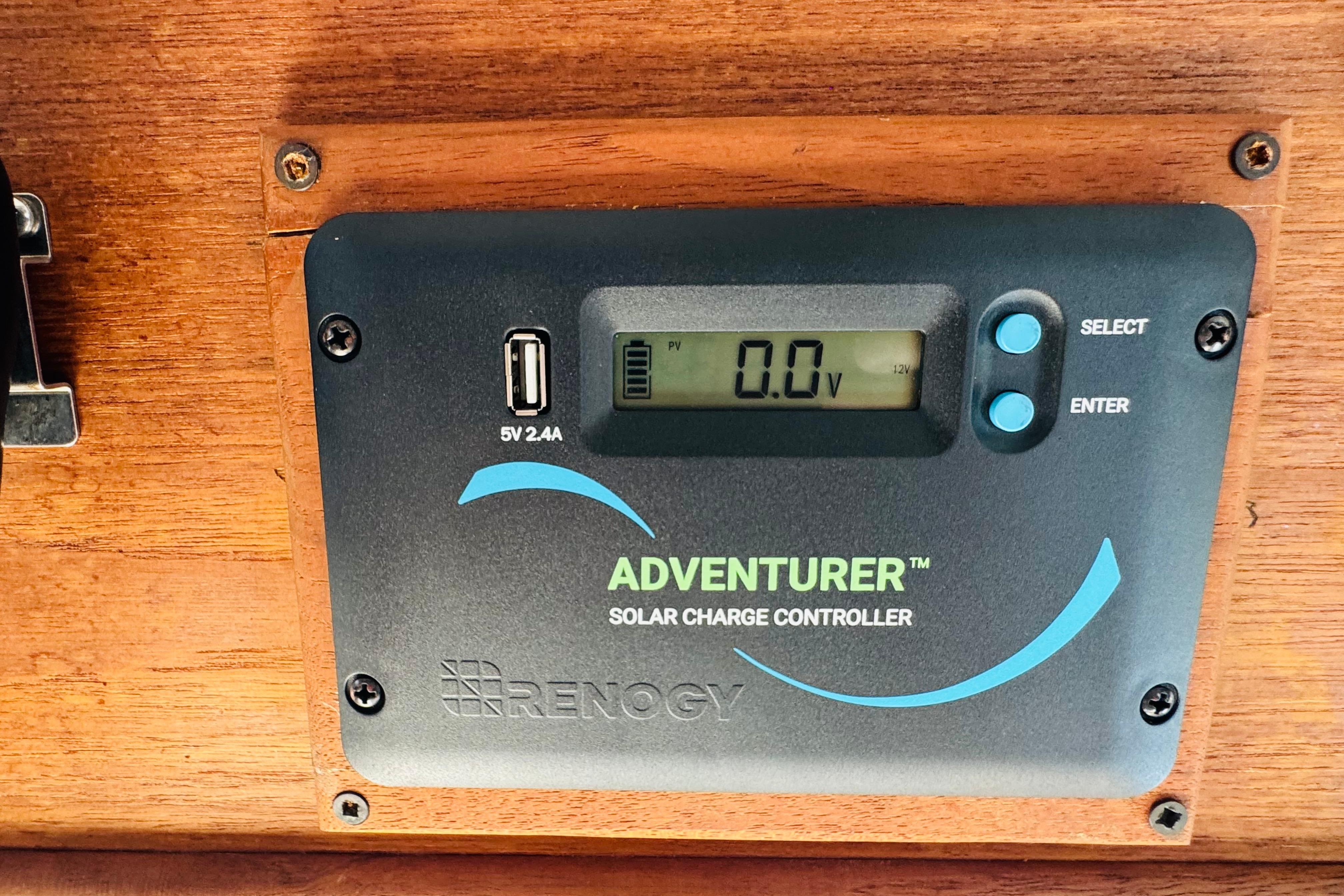Renogy Adventurer solar charge controller on 1996 Nordic Tug 32 boat.