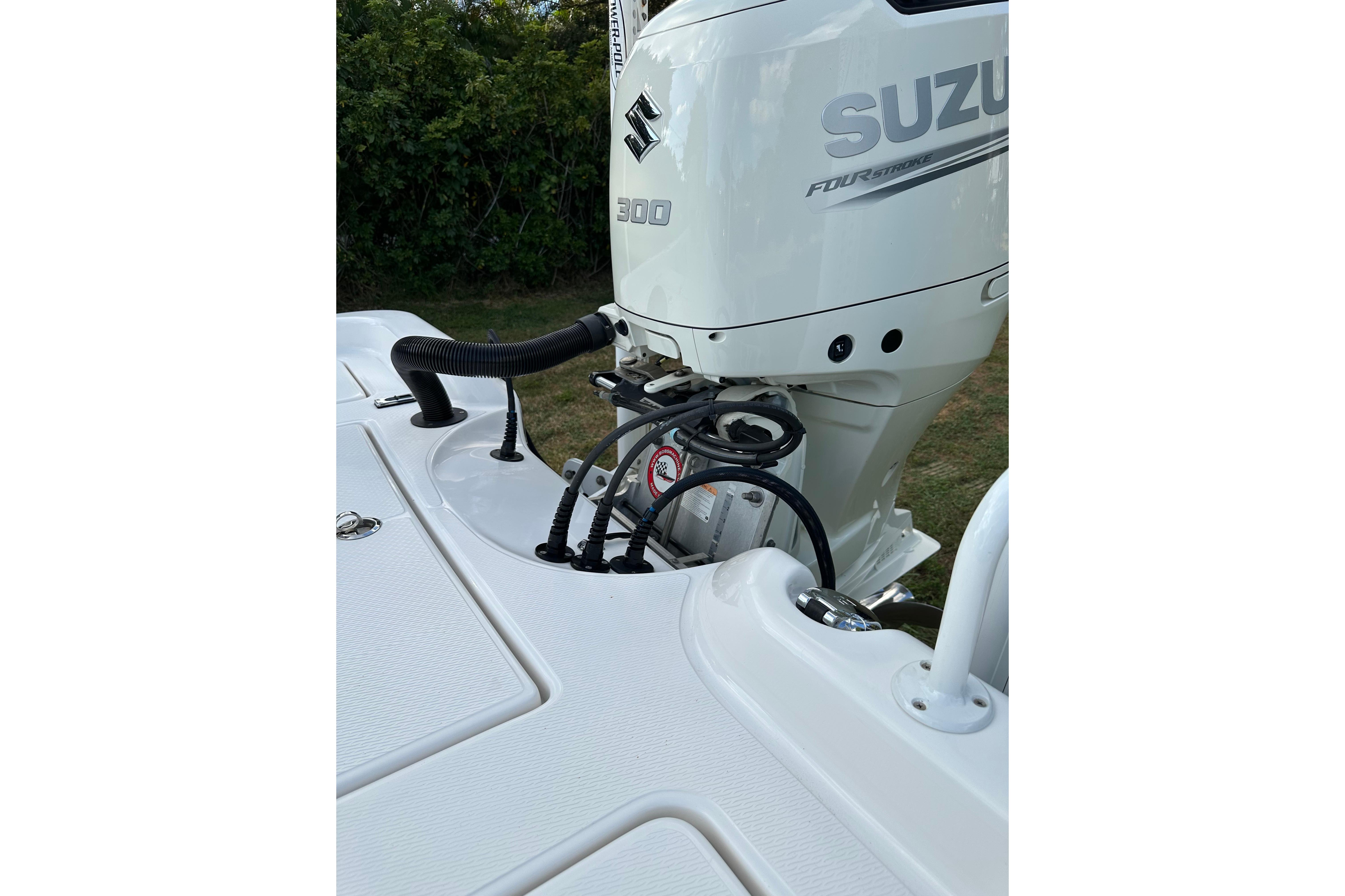 2017 Blue Wave 2400 PureBay boat with Suzuki 300 outboard motor.