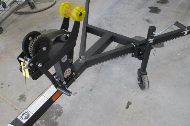 Trailer hitch and winch system of 2024 Tahoe T16 boat trailer.