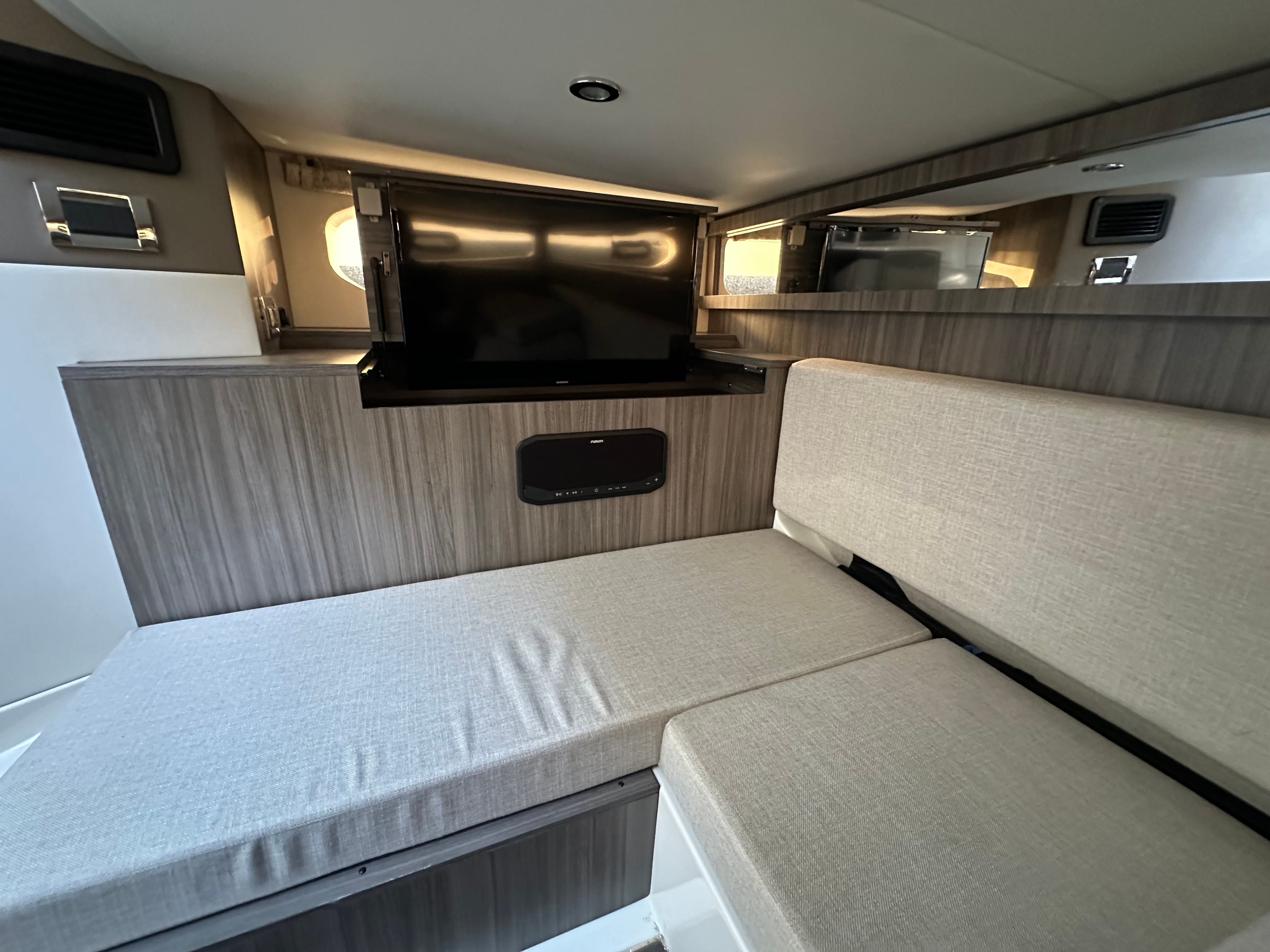 flip up flatscreen tv in aft cabin area