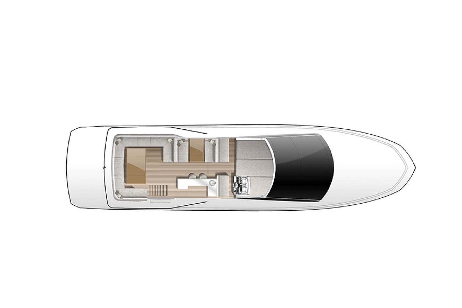 Manufacturer Provided Image: Top view layout of 2025 Galeon 640 Fly yacht interior design.