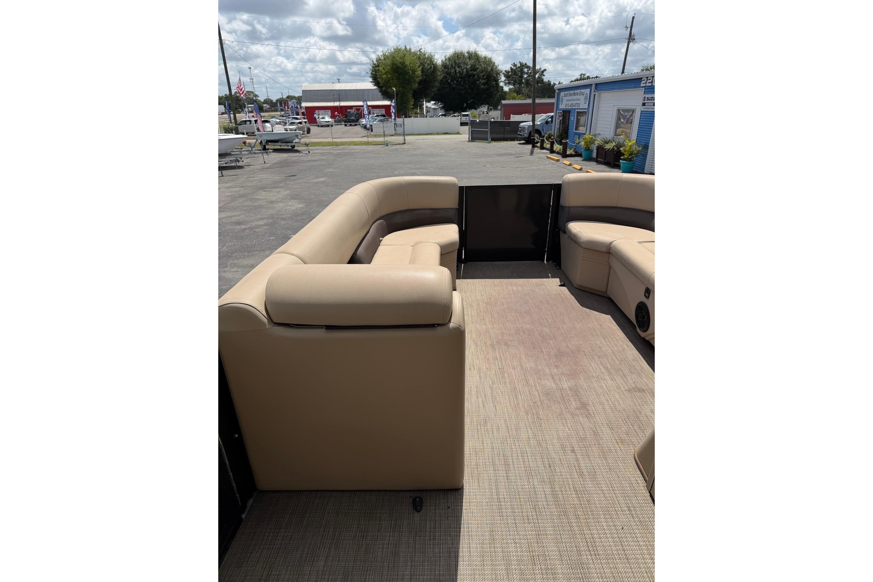2022 Bentley Pontoons 240 CRUISE interior with beige seating and open deck.