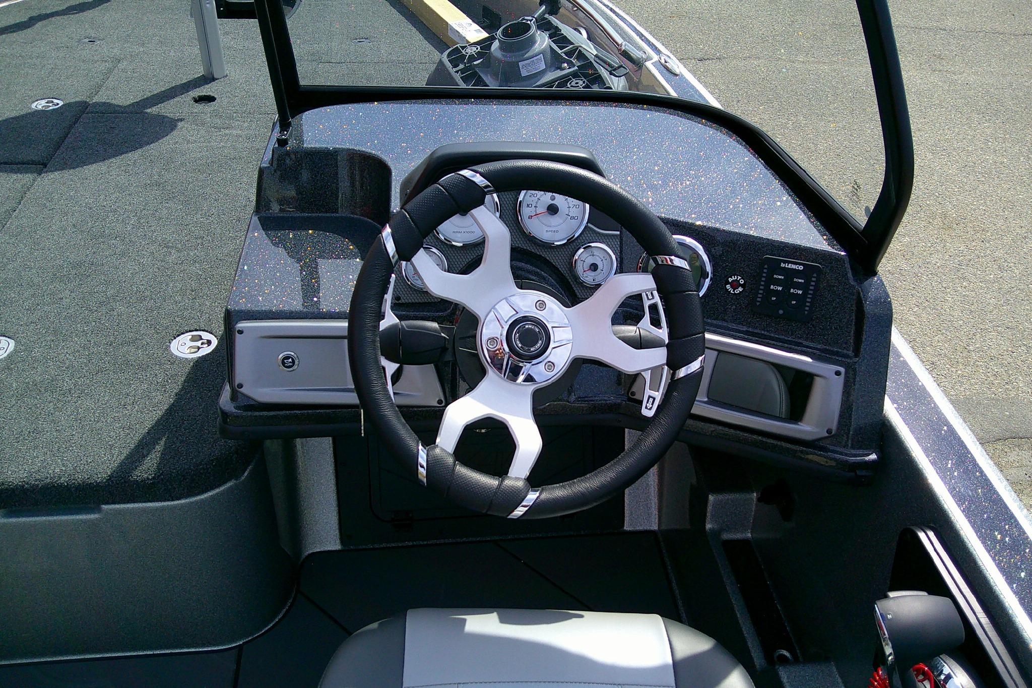 Steering console of 2026 Nitro ZV21 Pro boat with modern controls and gauges.