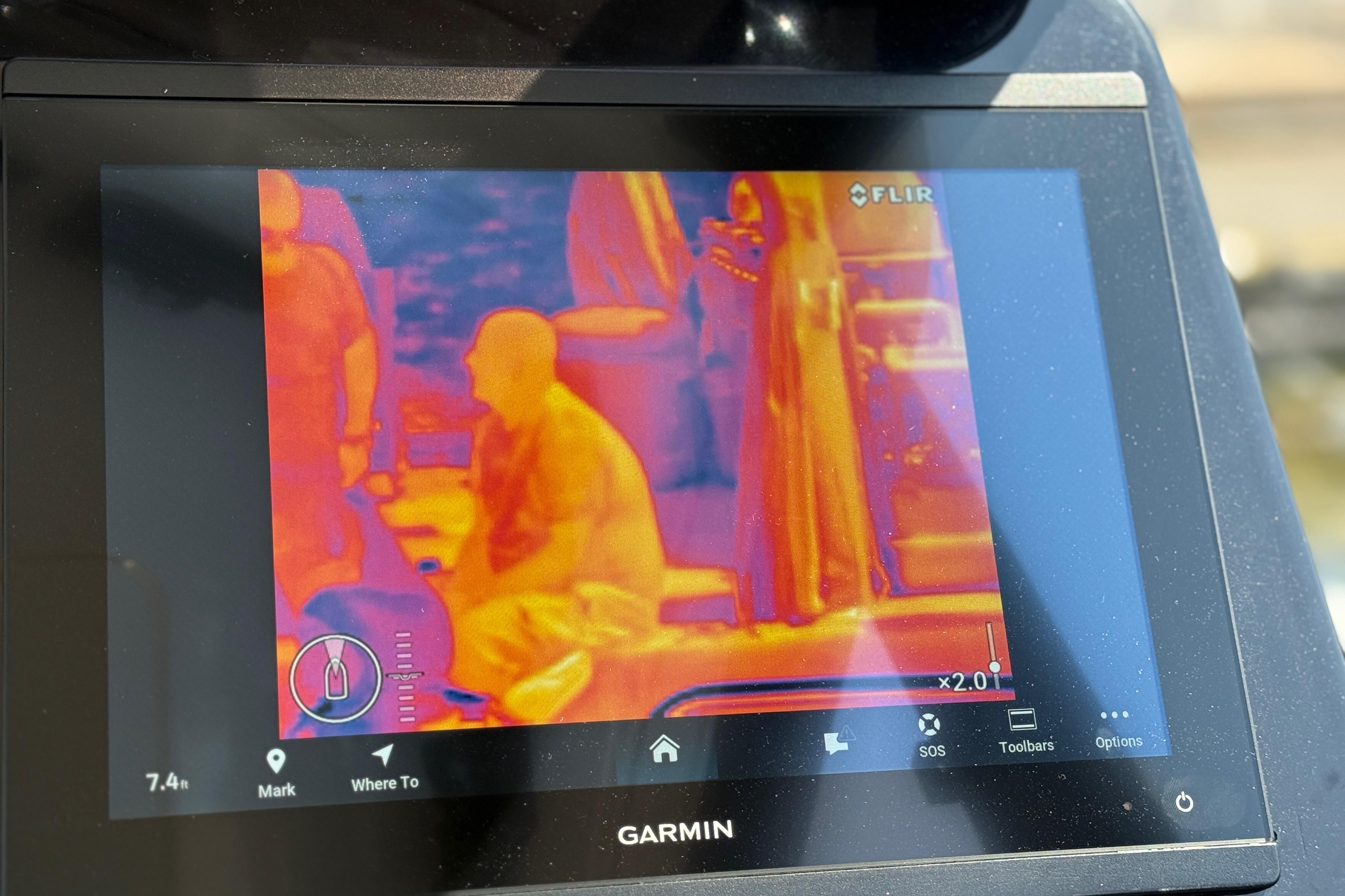 Thermal imaging display on Garmin device aboard 2022 Jeanneau NC 1095 Fly boat.