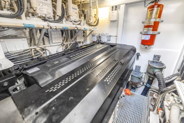 Engine room of 2013 Princess V57 yacht.