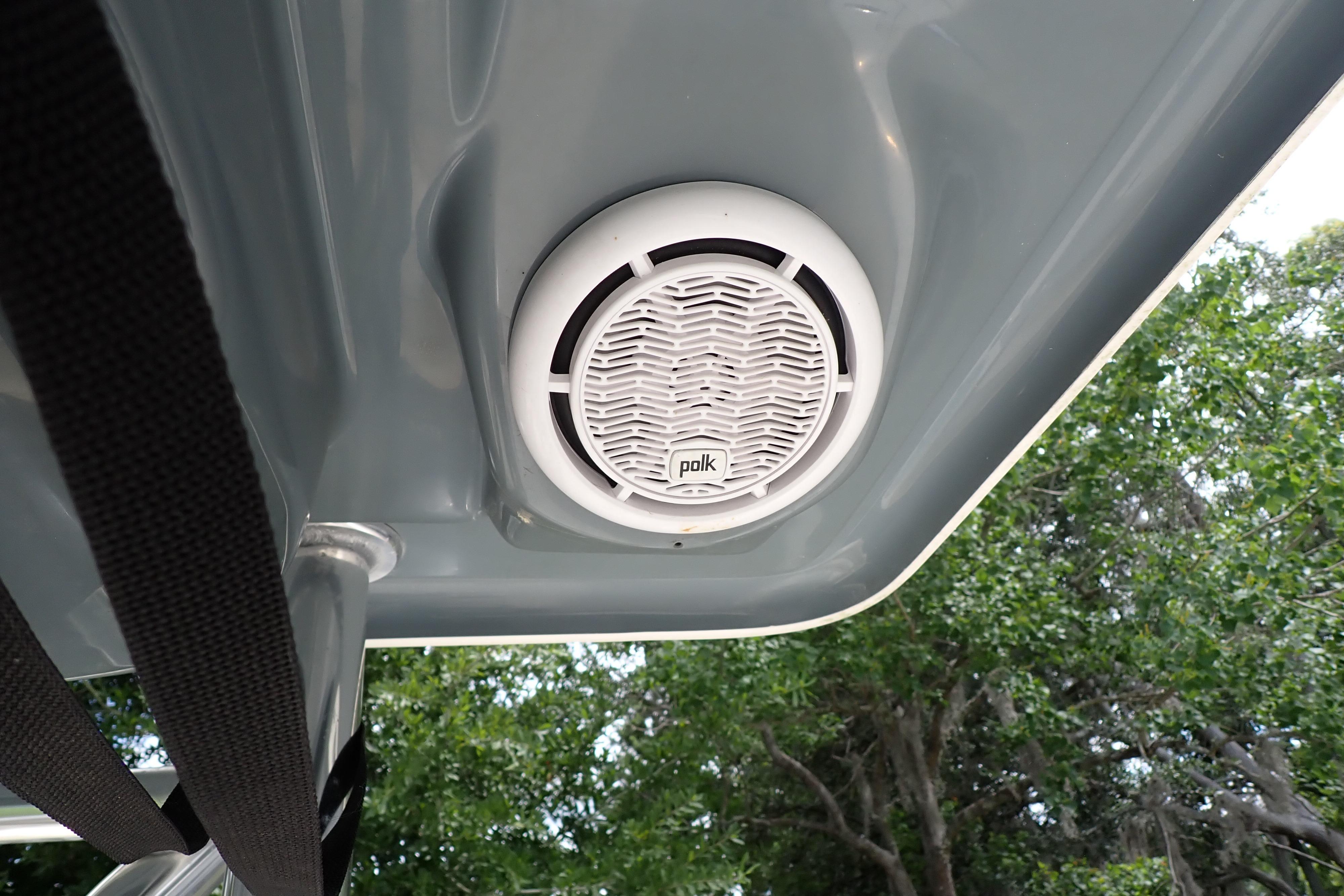 Polk speaker installed on 2019 Key West 263 FS boat ceiling.