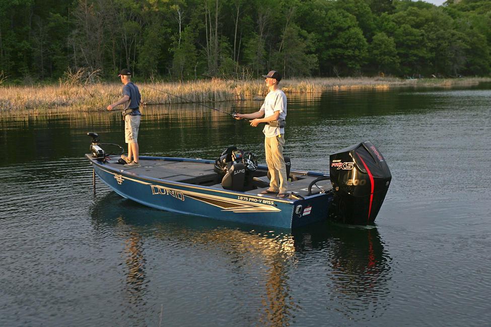 Manufacturer Provided Image: Two people fishing on a 2025 Lund 1875 Pro-V Bass XS boat.
