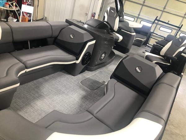 Interior of 2023 South Bay 525 RS 3.0 Arch pontoon boat.