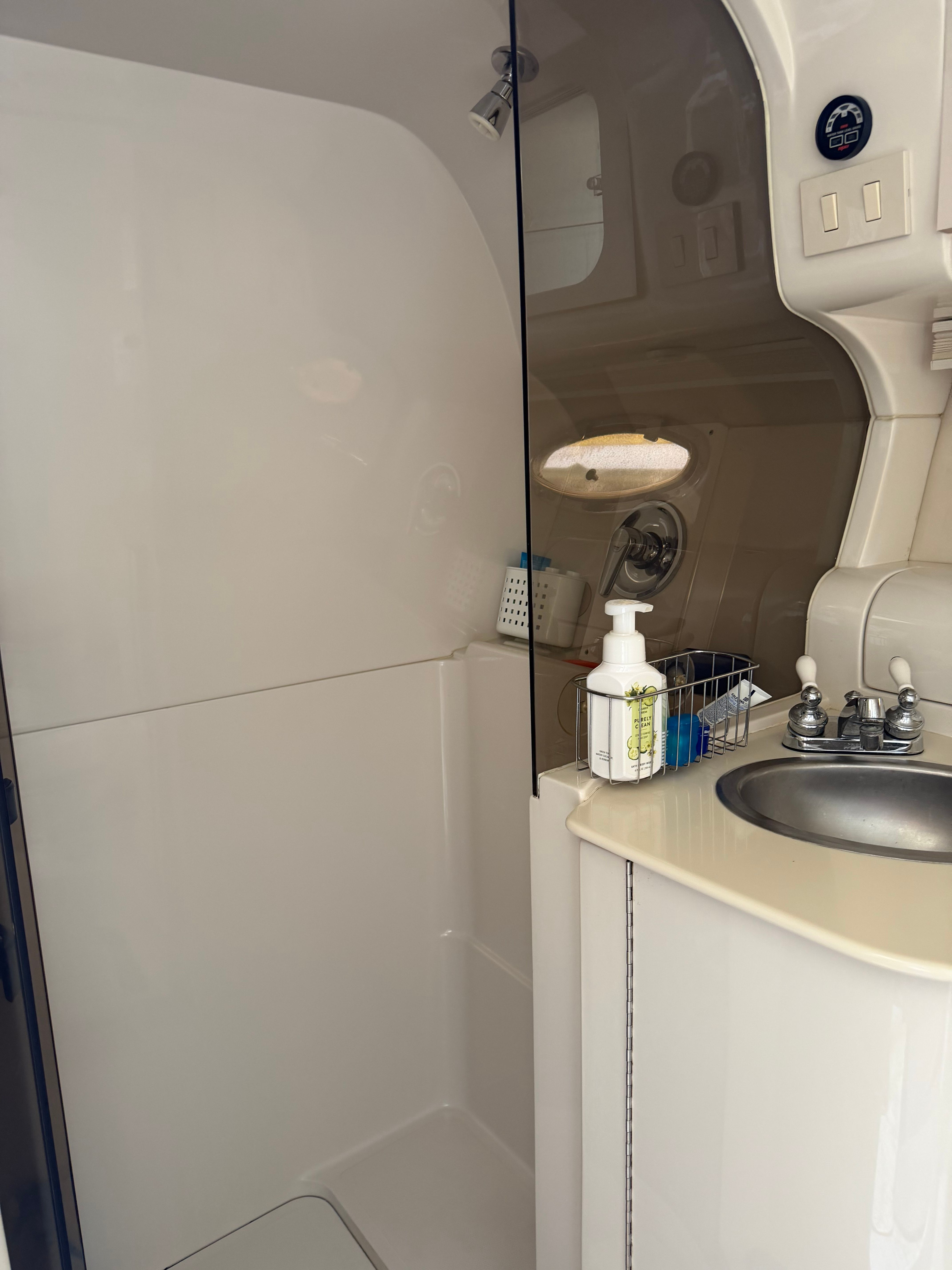 Bathroom in a 1997 Regal Commodore boat.
