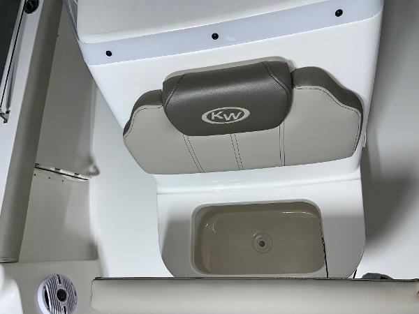 2026 Key West 188 Bay Reef boat seat with storage compartment.