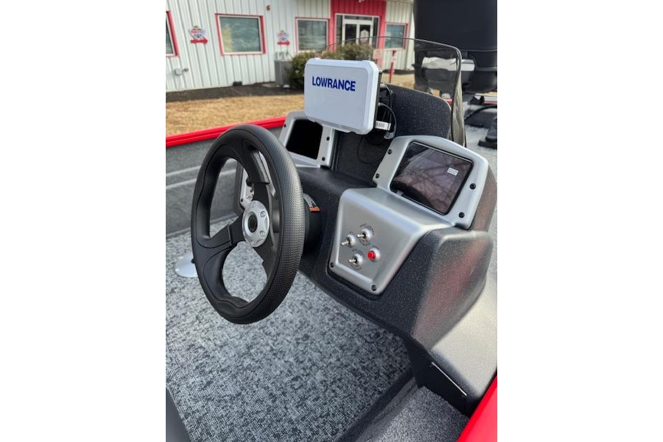 2026 Tracker Pro Team 175 Crappie Edition boat dashboard with Lowrance electronics.
