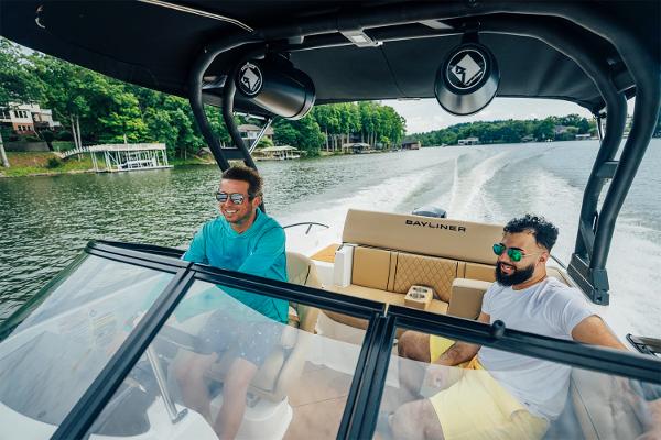 Manufacturer Provided Image: Two people enjoying a ride on a 2025 Bayliner D20 boat.