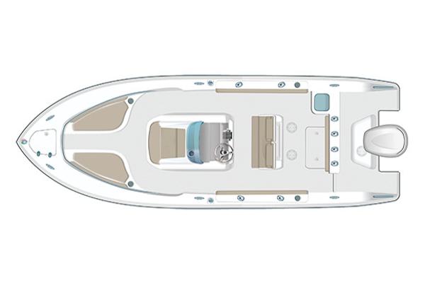 Manufacturer Provided Image: Top view of 2020 Pursuit C 238 Center Console boat layout.
