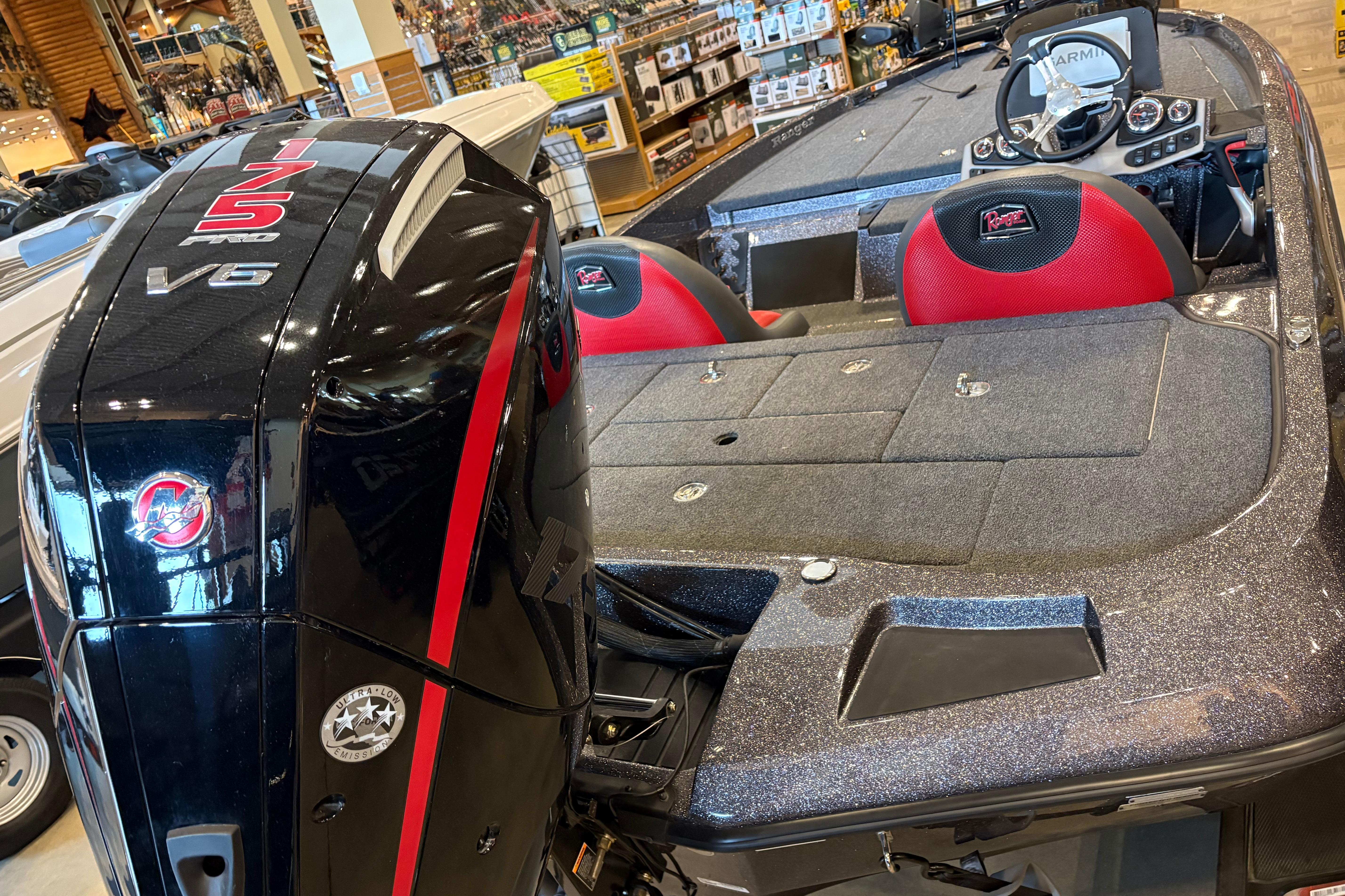 2025 Ranger Z185 boat with powerful V6 engine and sleek interior design.