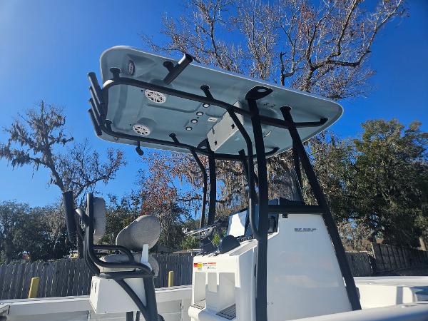2026 Sea Hunt BX 22 BR boat with T-top under clear blue sky.