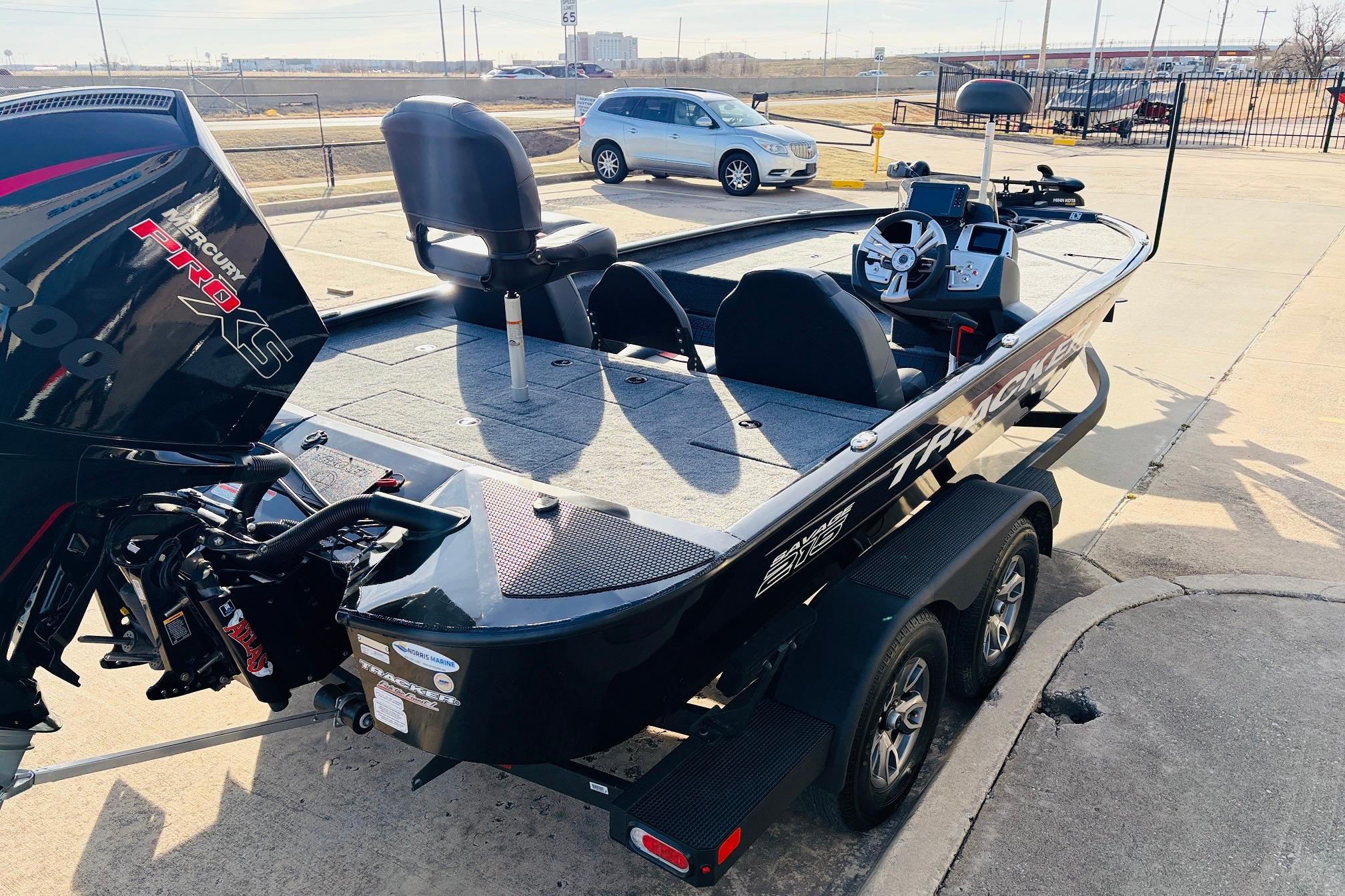 2025 Tracker Savage 215 boat with Mercury Pro XS engine on a trailer.