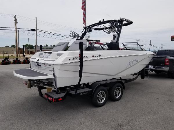 2023 ATX Surf Boats 20 Type-S on trailer, rear view.