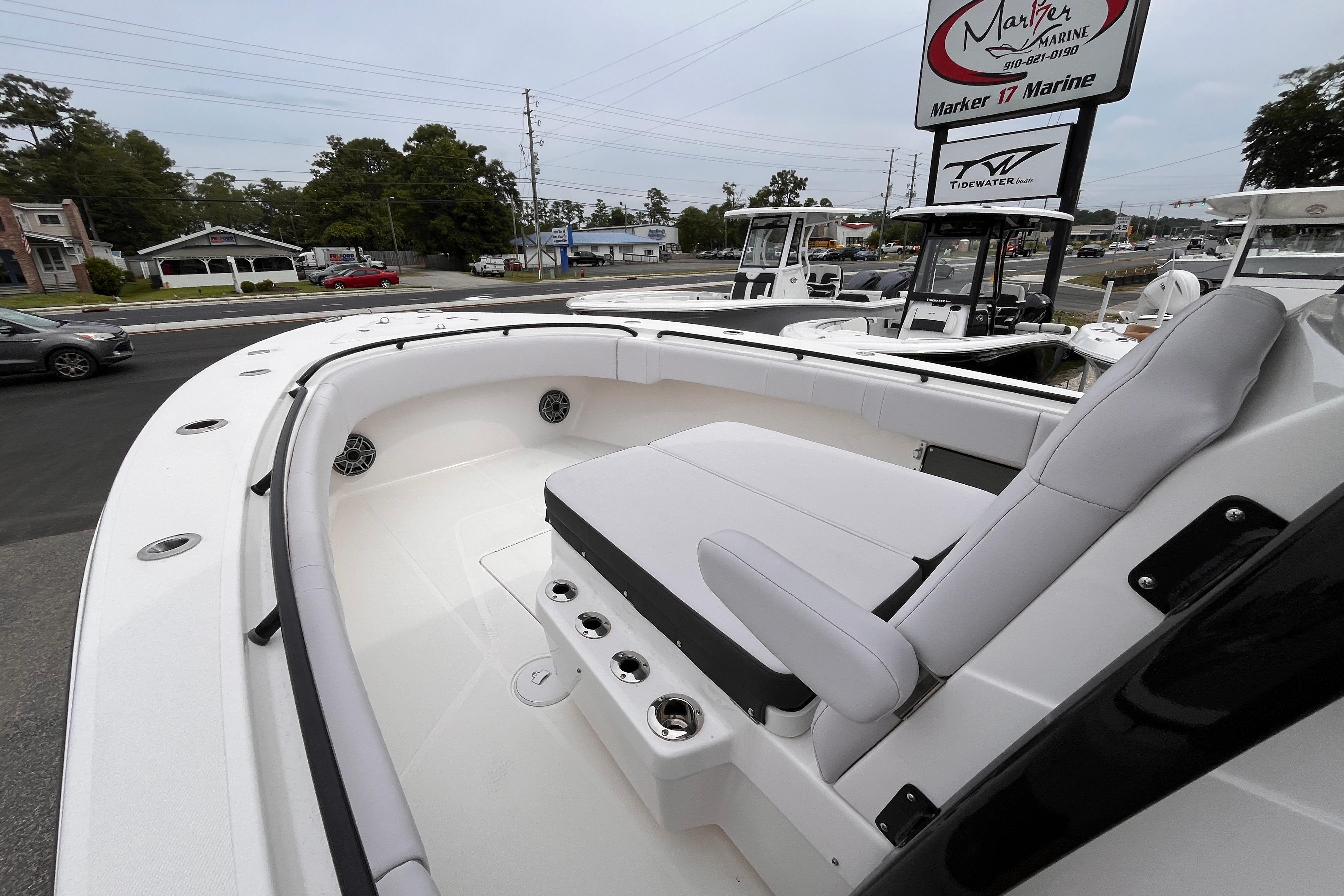2024 Fountain 34 Tournament Edition boat interior at Marker 17 Marine dealership.