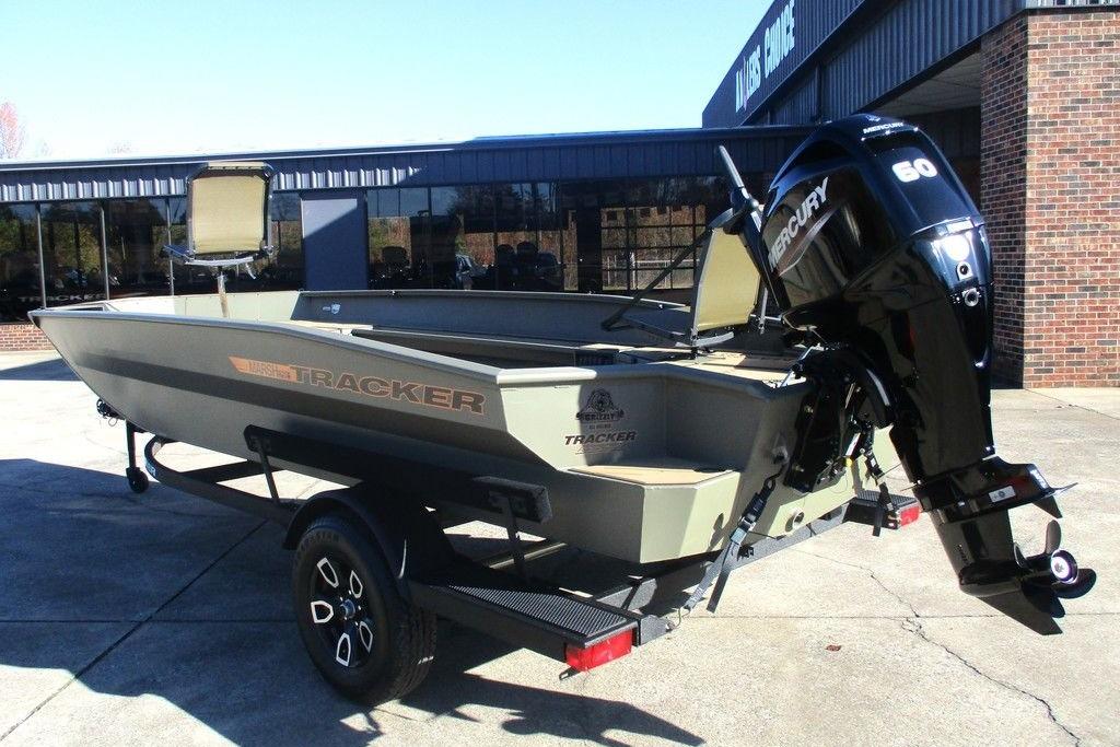 2026 Tracker Grizzly 1756 T Marsh boat with Mercury engine on trailer.