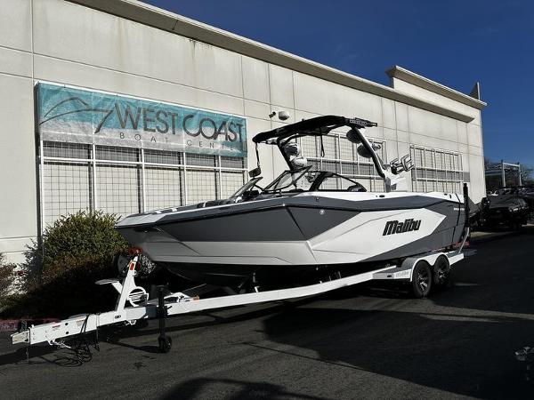 2025 Malibu Wakesetter 26 LSV boat on trailer at West Coast Boat Center.