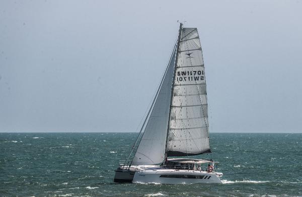 Seawind 1170 sailing on open sea, 2025 model.
