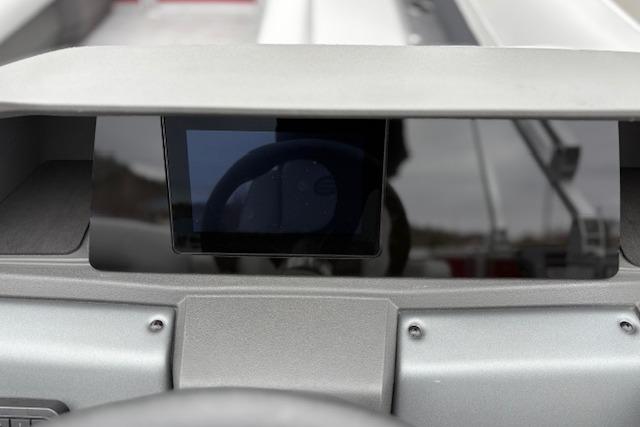 Dashboard of 2026 Sun Tracker Party Barge 18 DLX with digital display.