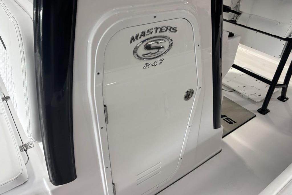 2026 Sportsman Masters 247 Bay Boat interior with logo detail.