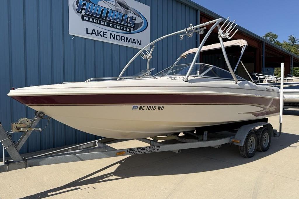 1999 Glastron GT 225 boat on trailer at Foothills Marine Center, Lake Norman.