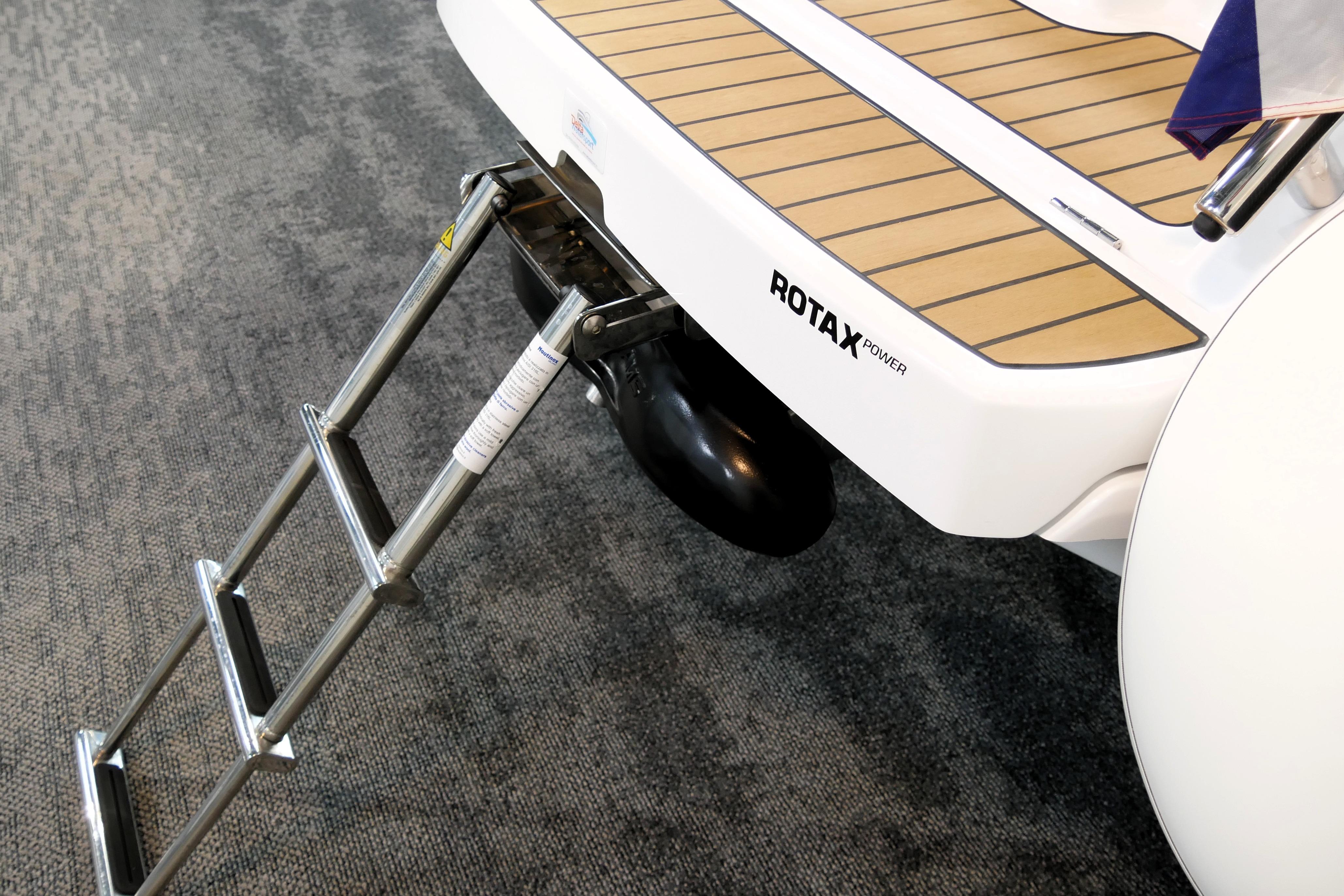 2026 Williams Jet Tenders Sportjet 435 with Rotax engine and boarding ladder.
