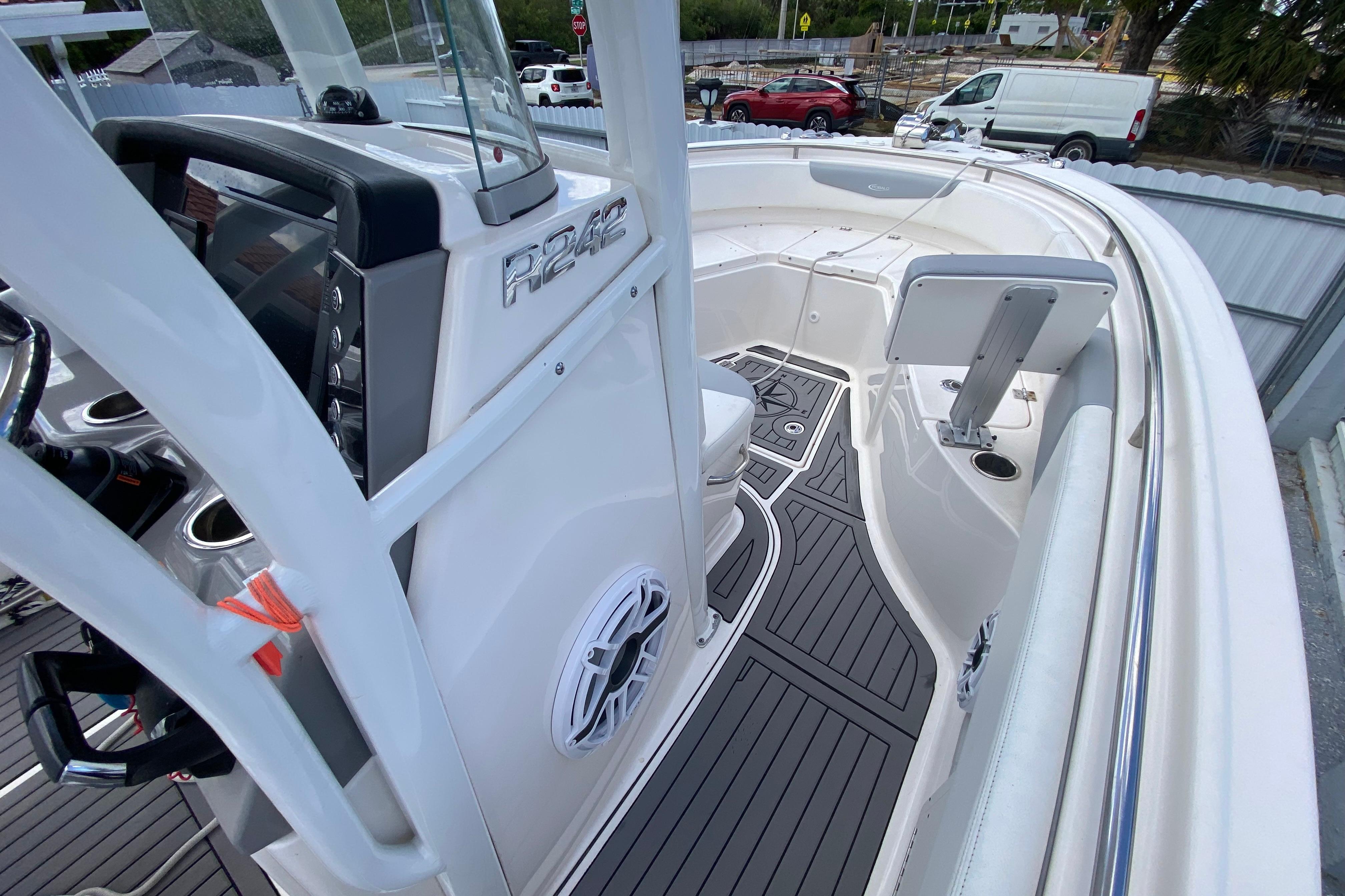 2022 Robalo R242 Center Console boat interior with sleek design and modern features.