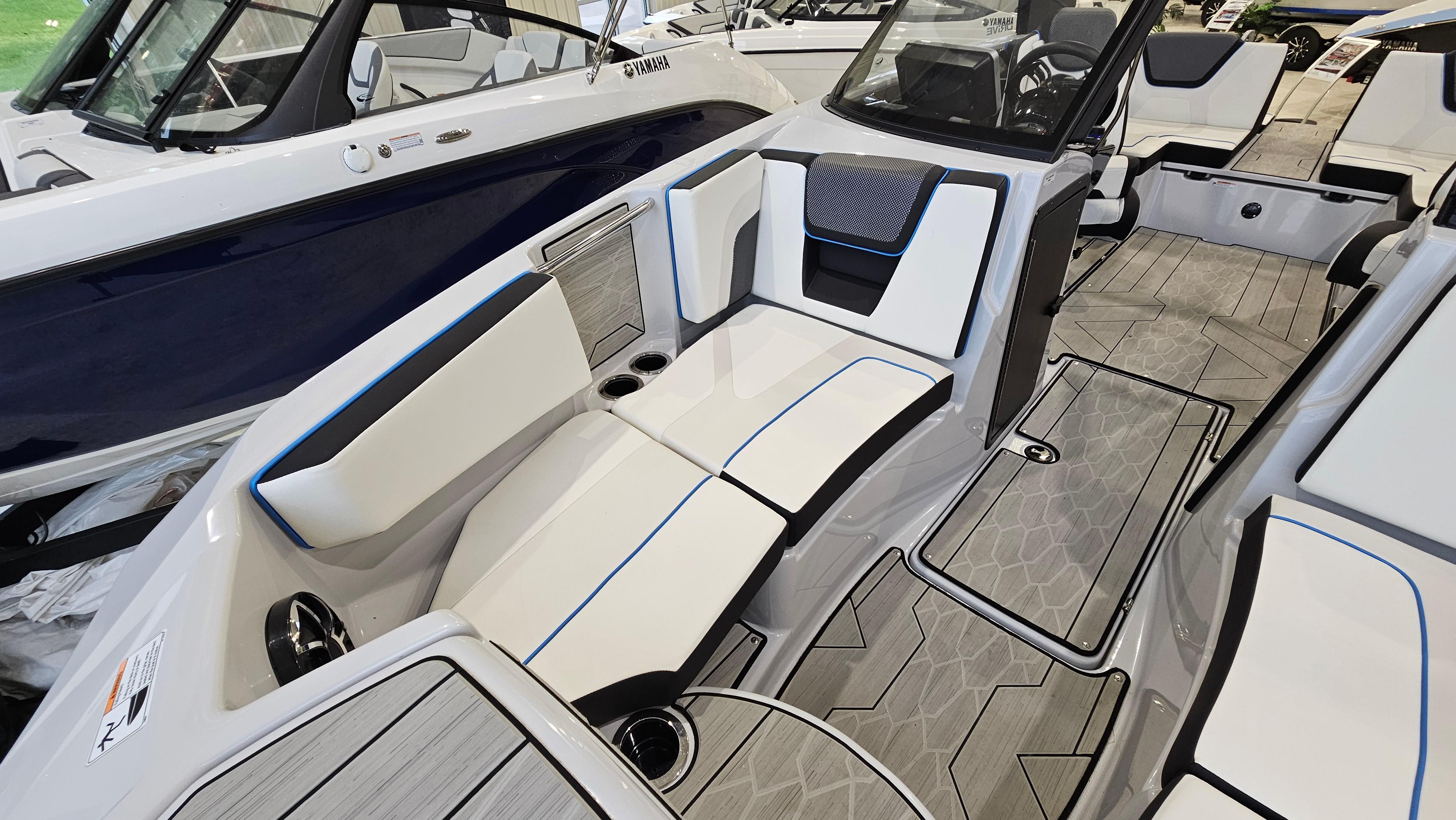 2023 Yamaha Boats 222XD interior with sleek seating and modern design.