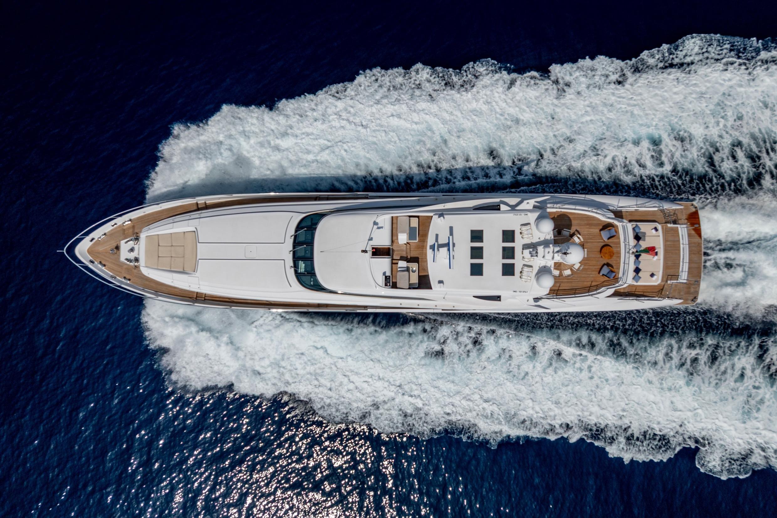 Aerial view of 2008 Palmer Marine PJ150 yacht cruising on open water.