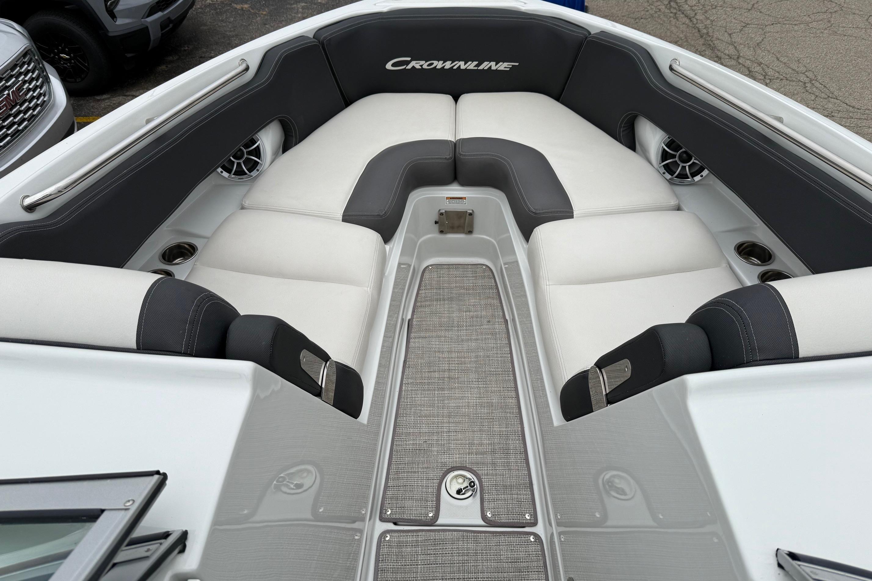 2022 Crownline 255 SS boat interior with plush seating and modern design.