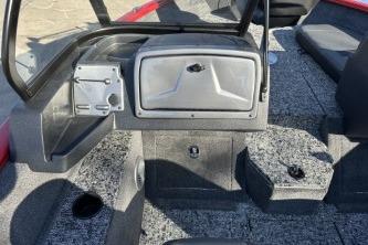 2026 Tracker Pro Guide V-175 Combo boat interior with storage compartments and seating.