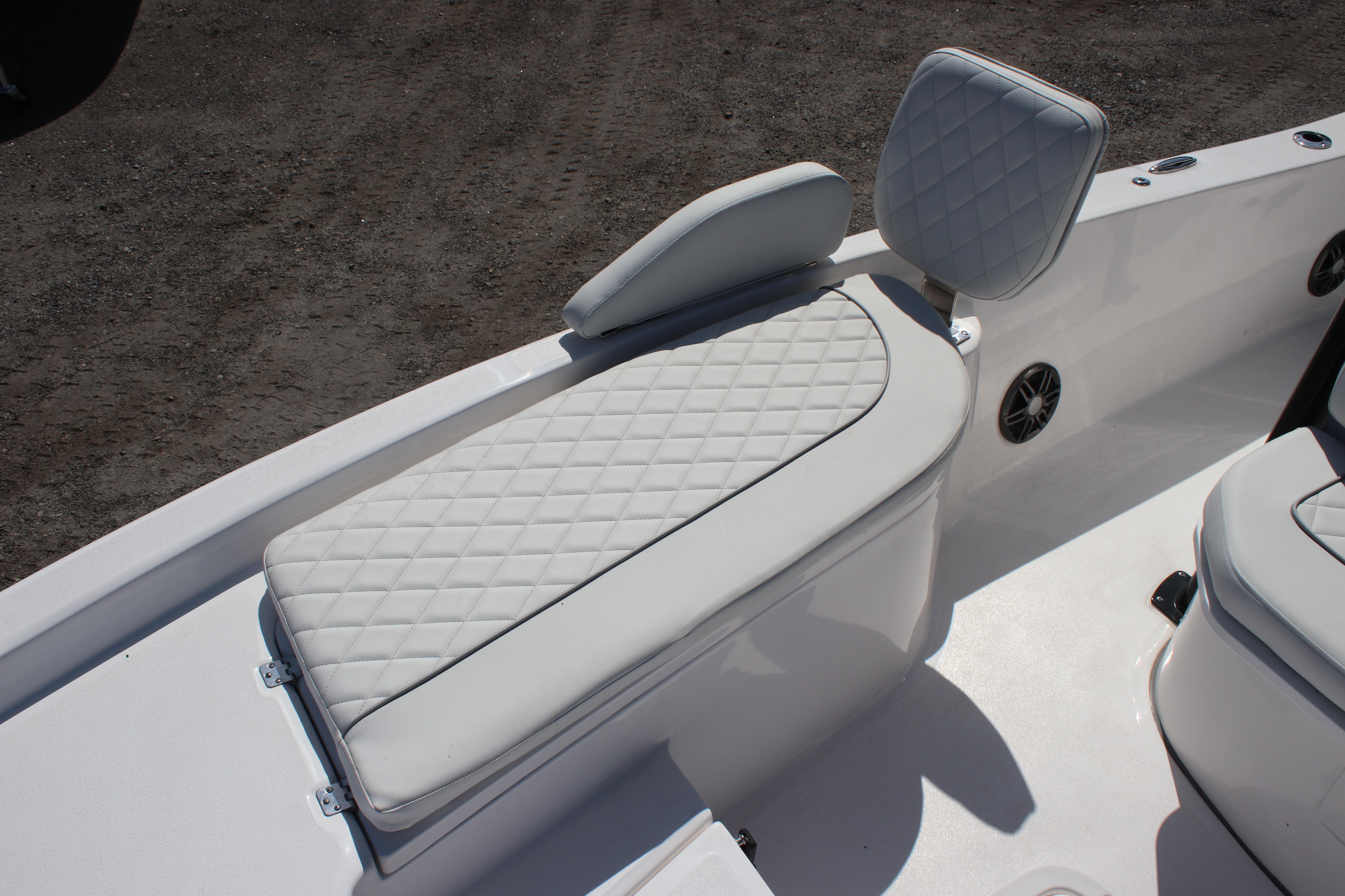 2025 Sea Fox 251 Bay Fox boat with white quilted seating.