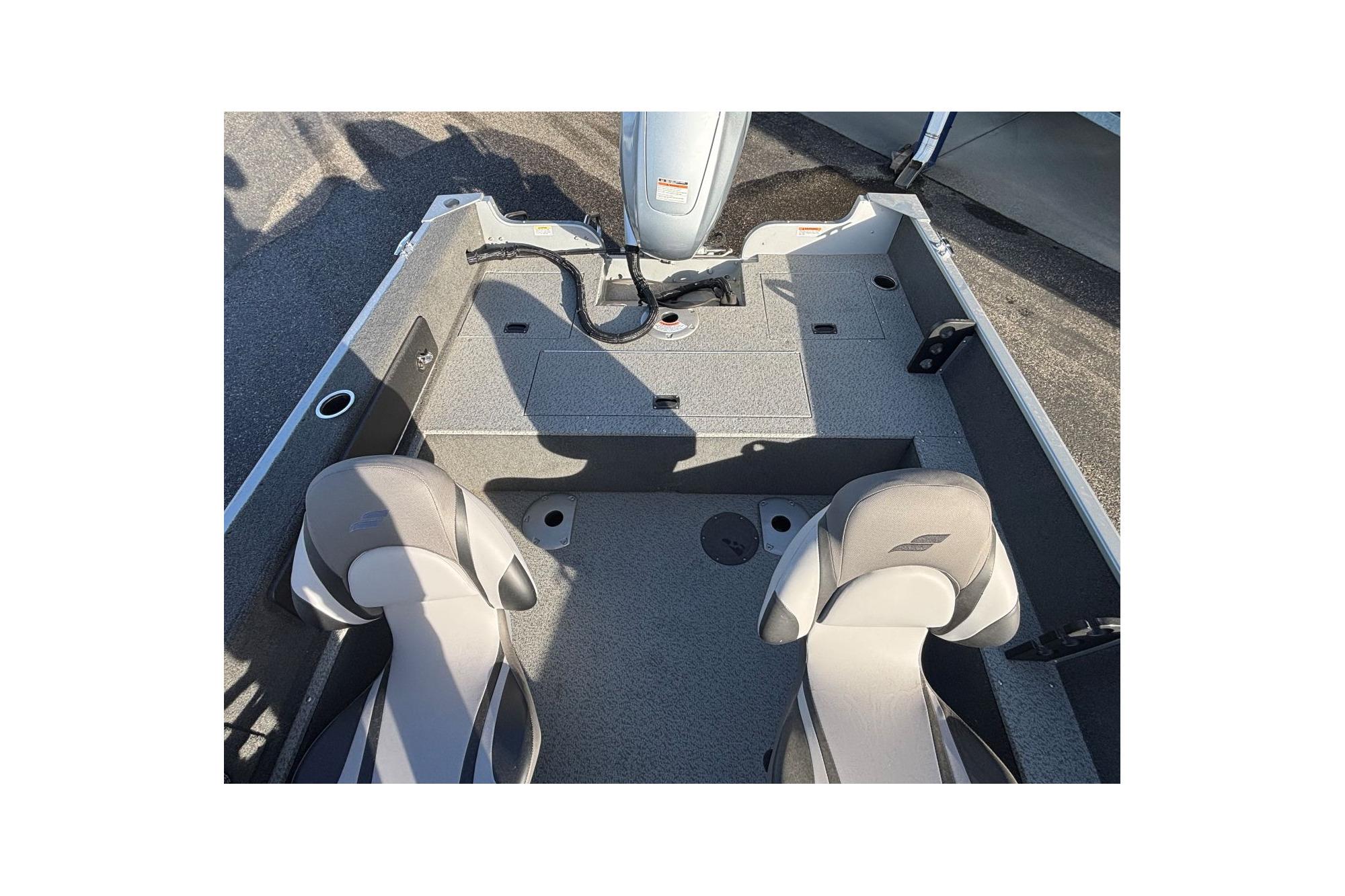 2024 Starweld 16 Fusion SC Pro boat interior with seating and storage compartments.