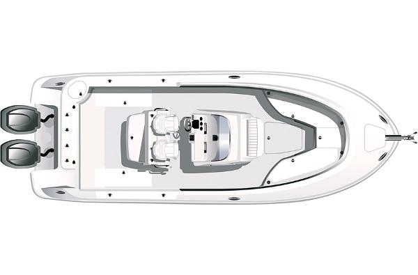Manufacturer Provided Image: Top view of 2015 Robalo R300 Center Console boat layout.