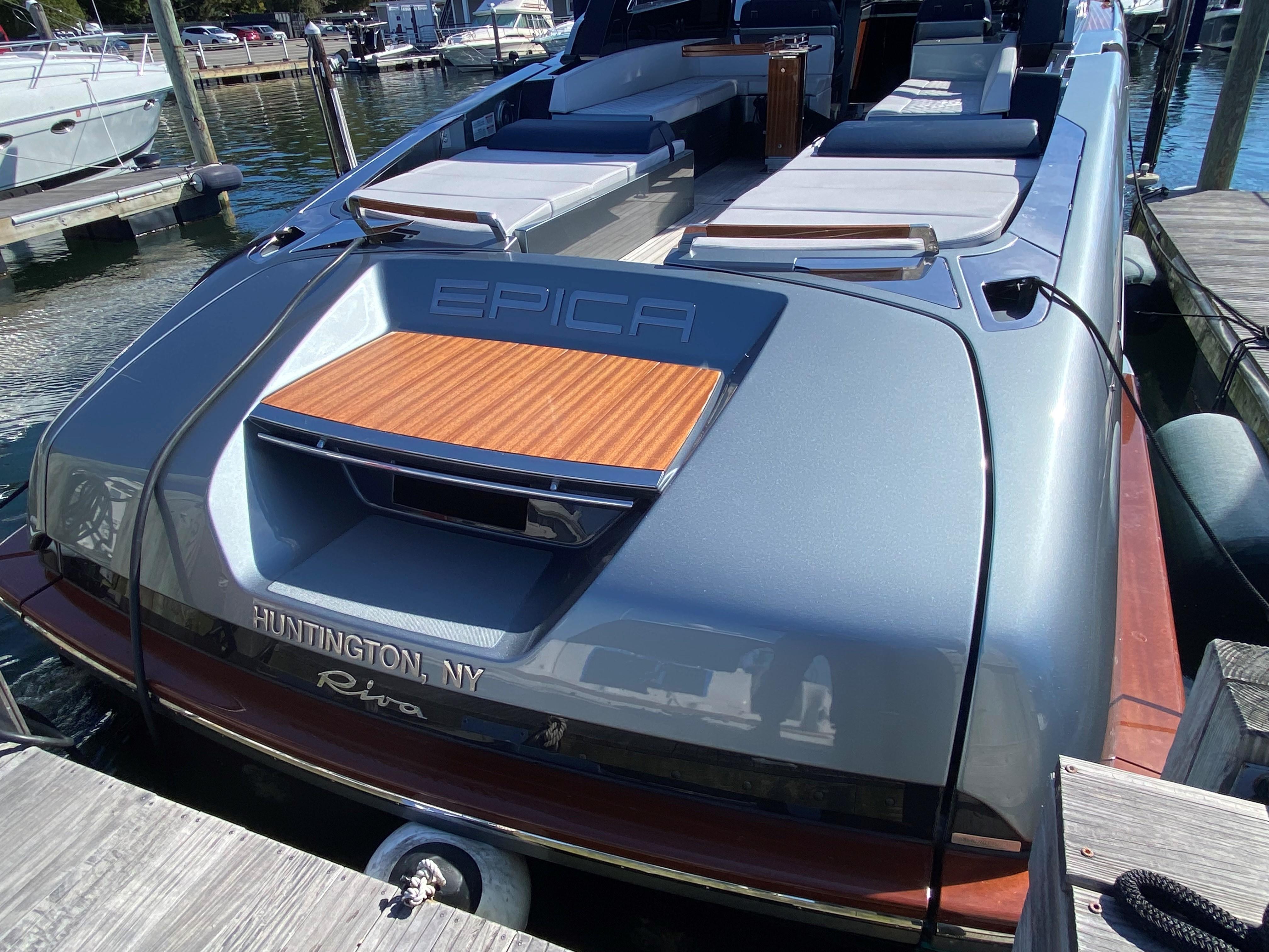 2021 Riva Dolceriva 48 luxury yacht docked in Huntington, NY.