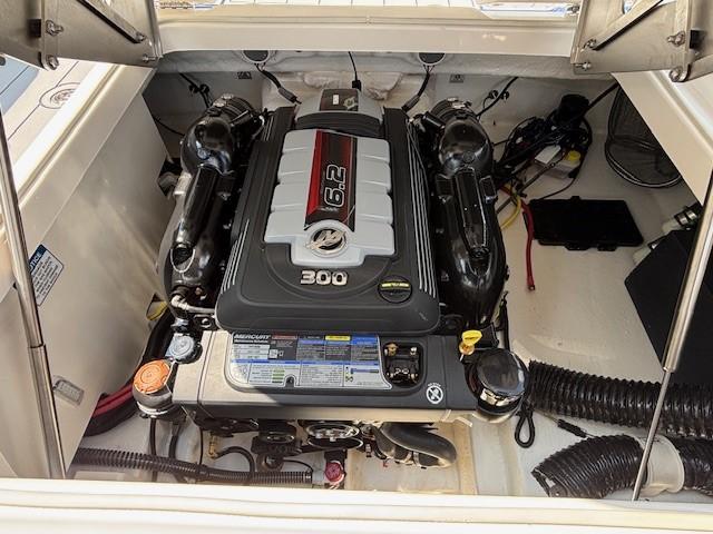 Engine compartment of 2026 Chaparral SSX 6 with 6.2L Mercury engine.