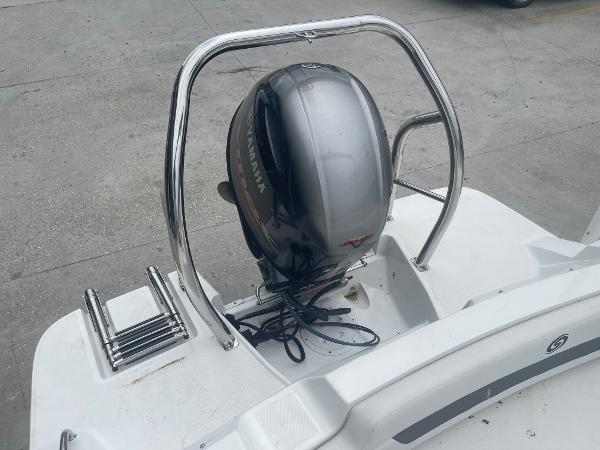2022 Hurricane SS185 OB boat with Yamaha outboard motor and swim ladder.