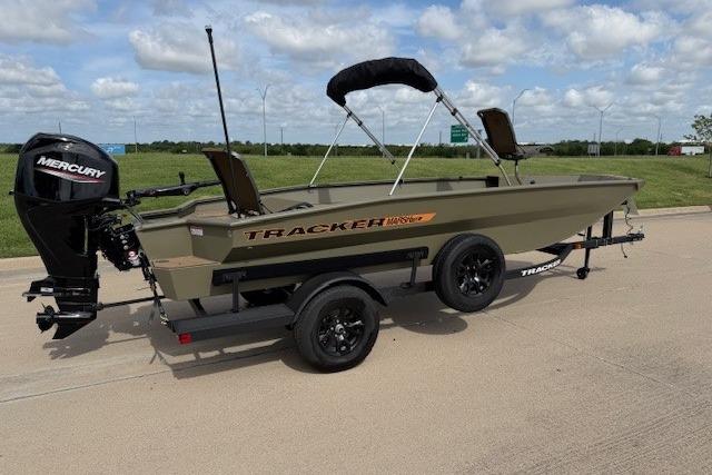 2026 Tracker Grizzly 1756 T Marsh boat with Mercury engine on trailer.